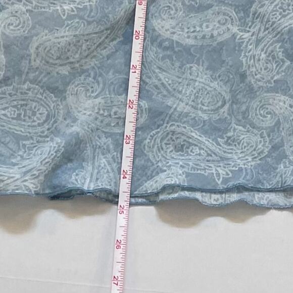 Lane Bryant Pale Blue Paisley Boho Short Ruffle Sleeve Top/Blouse Ruched, 18/20 - Picture 12 of 13